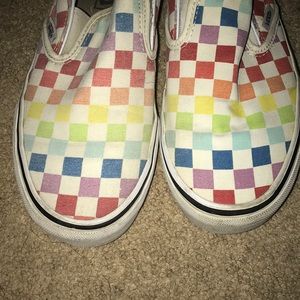 rainbow checkerboard vans